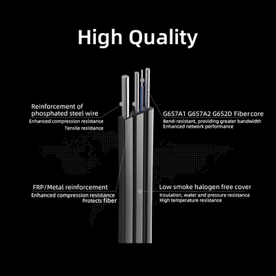 야외 에어리언 GJYXCH 드롭 케이블 LZSH 단일 모드 1 2 4 코어 G652D G657A1 G657A2 FTTH 광섬유 드롭 케이블