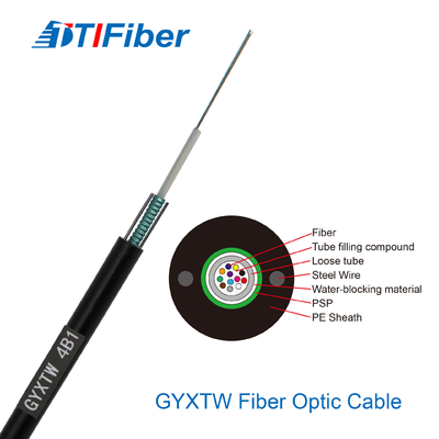광섬유 케이블 12코어 24코어 48코어 SM G652D 외부 지름 7.0mm 철선 PE 검은 껍질 섬유 케이블